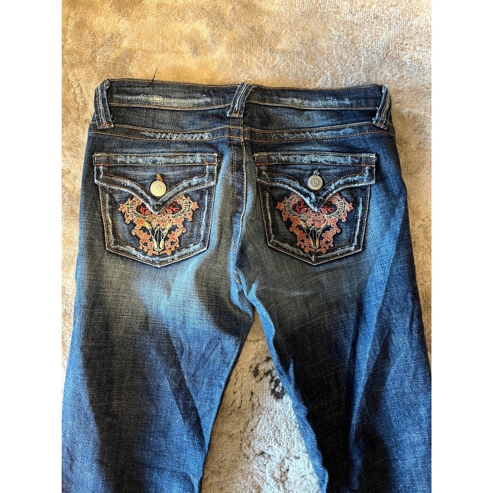 Plastic by Sky Y2K Vintage Bootcut Jeans Women's Size 28 Dark Wash Embroidered